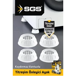 Sgs Çamaşır Makinesi Titreşim Ve Ses Önleyici Kaydırmaz Ayak 4 Lü Set Beyaz Renk